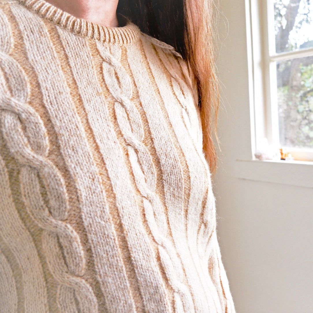 VINTAGE: Mustard Wool Cable Knit Sweater