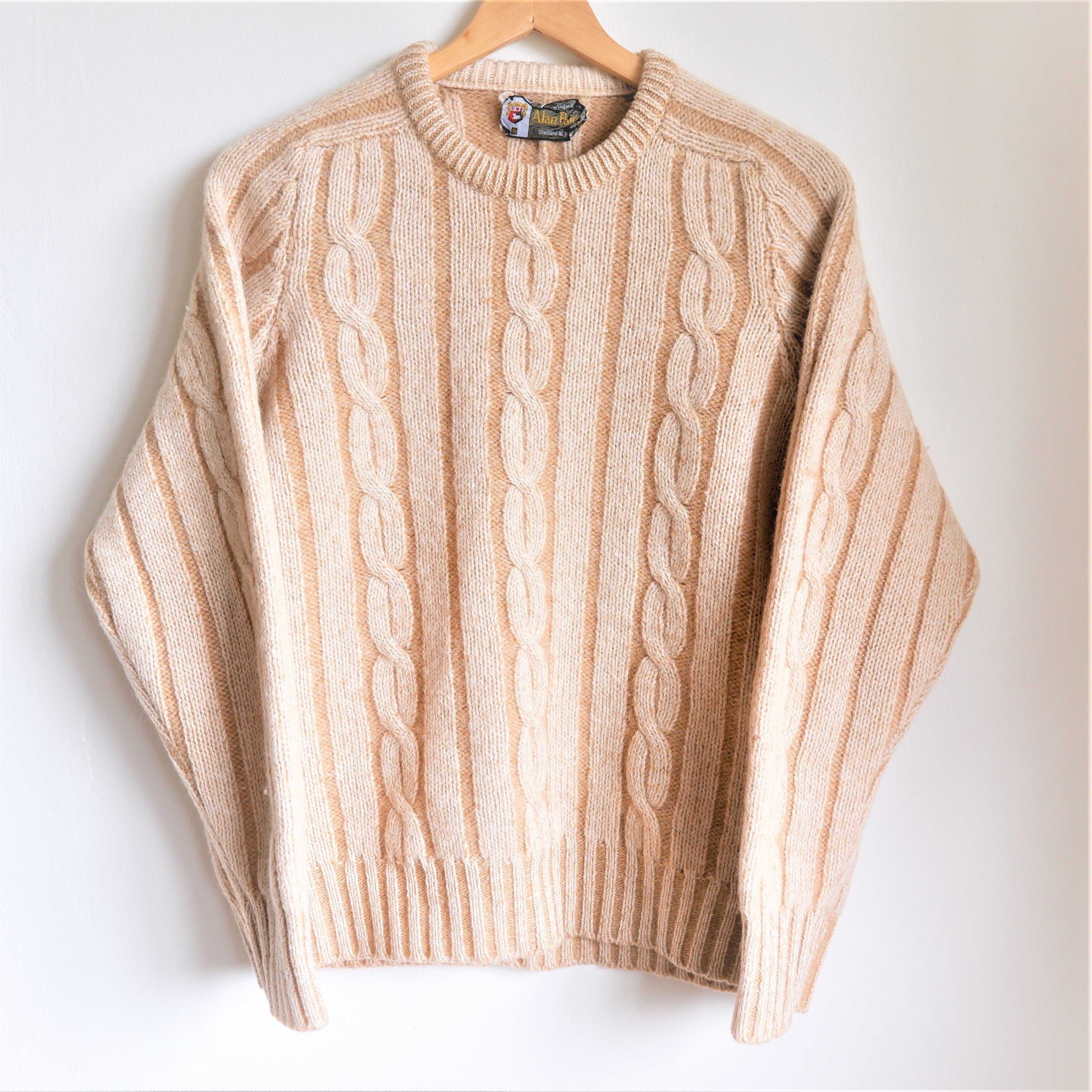 VINTAGE: Mustard Wool Cable Knit Sweater