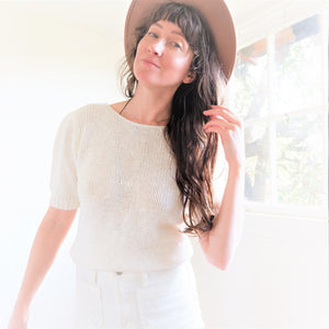 Vintage Ivory Cotton Knit Casual Fit