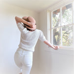 Load image into Gallery viewer, Vintage Ivory Cotton Knit Rear Fit View
