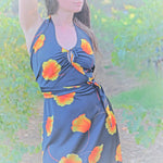 Load image into Gallery viewer, VINTAGE 1970s Black Floral Wrap Dress
