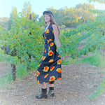 Load image into Gallery viewer, VINTAGE 1970s Black Floral Wrap Dress
